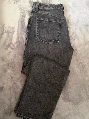 Levi's Premium 501 Original Fit Washed Black Straight Leg Jeans (27x26)